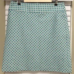 Talbots Teal & White A-Line Skirt Size 12P